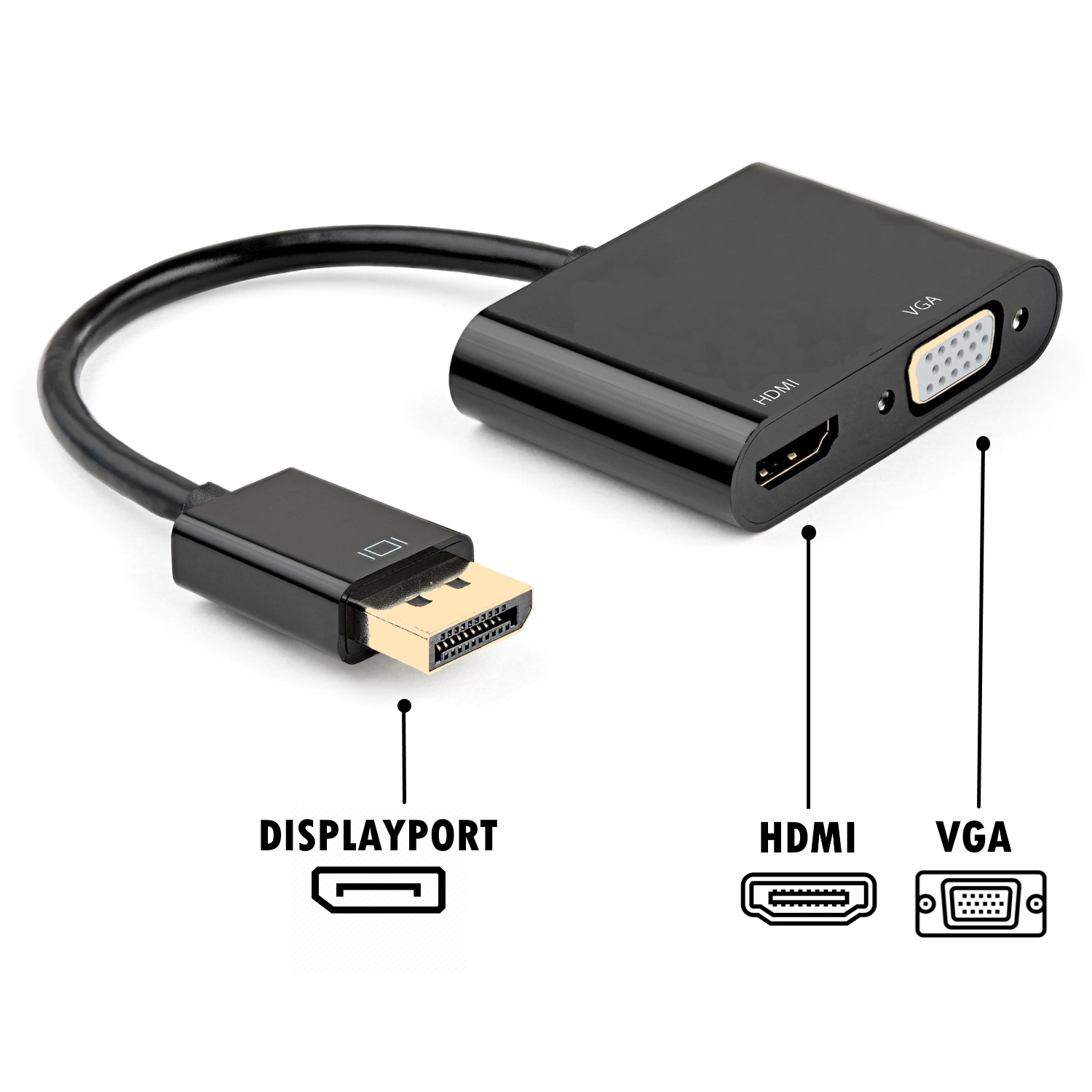 Display Port Monitor HDMI 4k & VGA FHD Adapter | Ewent Eminent
