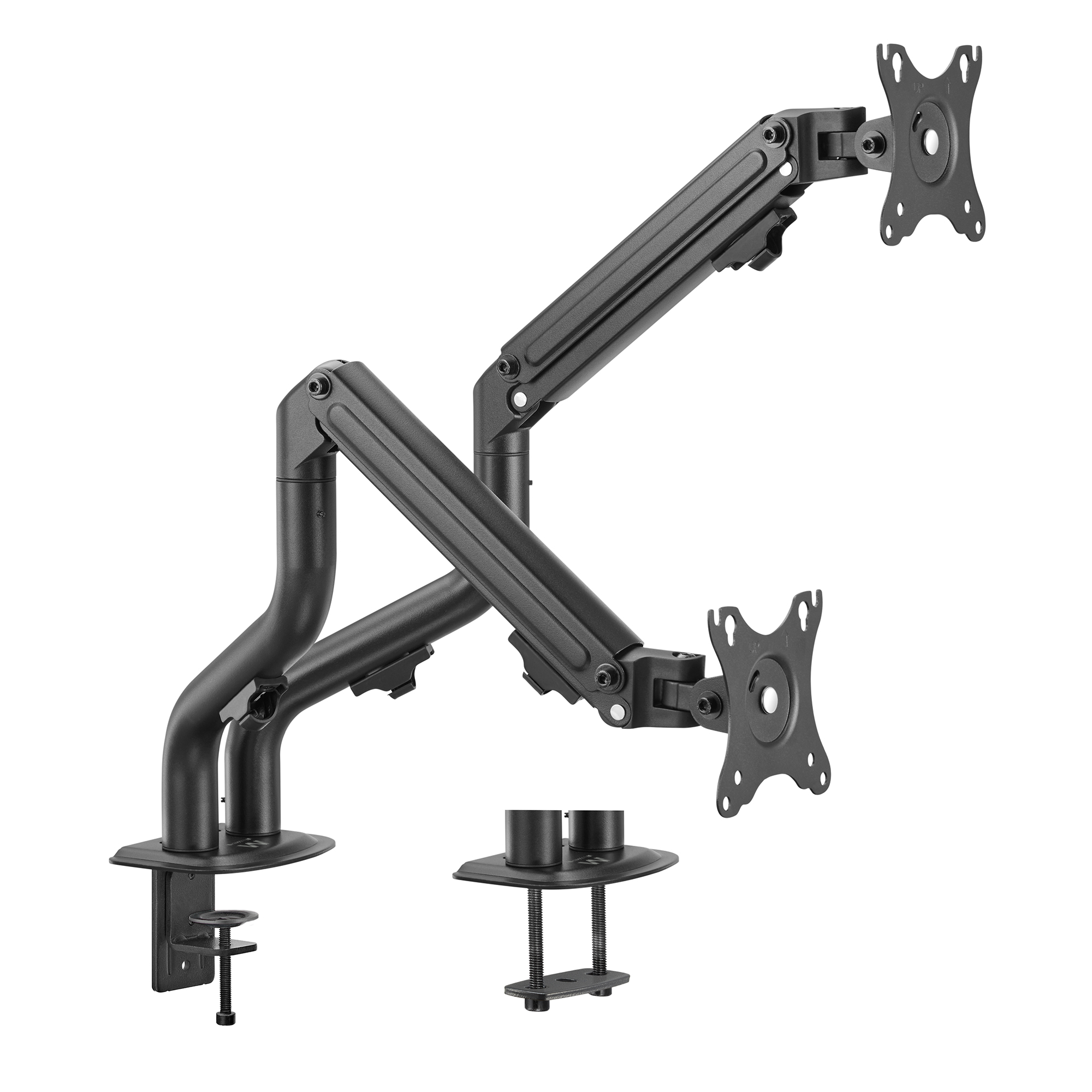 Stellar Mounts Braccio DUAL Per Monitor LCD A Molla, Con Porte USB 2.0 E Audio, Fino A 32 Pollici, 9.1kg, Nero Opaco