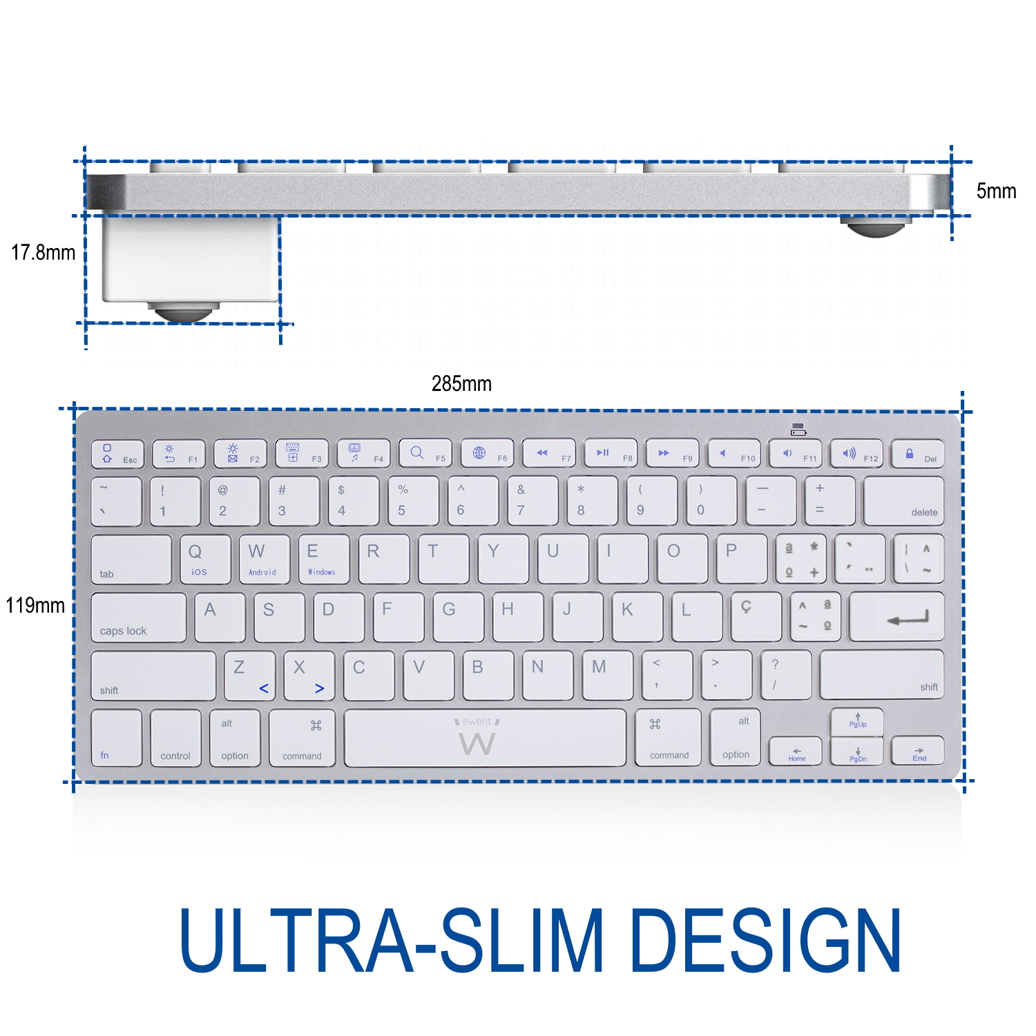 alledaags Snazzy metaal Ultra-slim Bluetooth Keyboard - PT layout (QWERTY) | Ewent Eminent