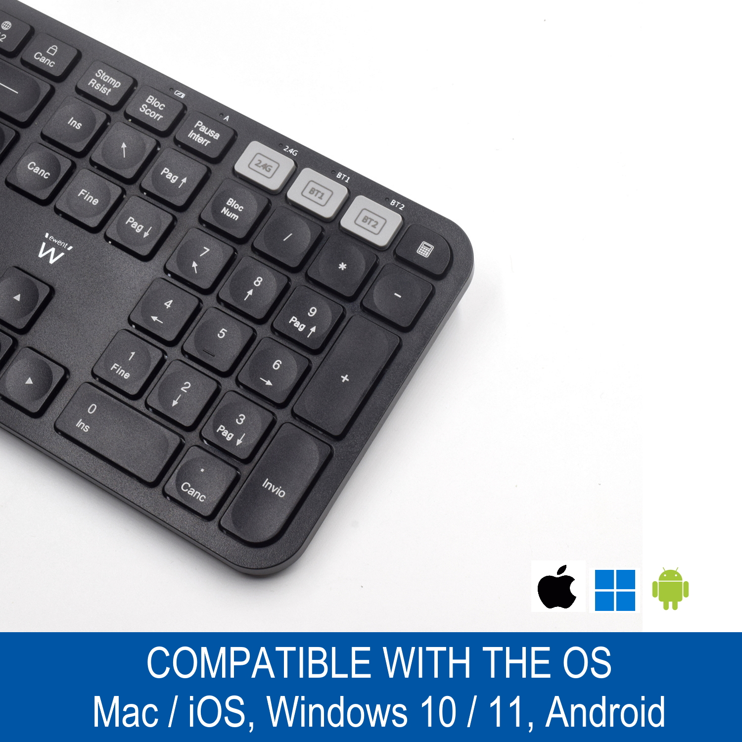 Verpletteren Baffle Oost Timor Wireless Multi-connect Keyboard for Windows, Mac OSx, iOS and Android with  IT-Layout | Ewent Eminent