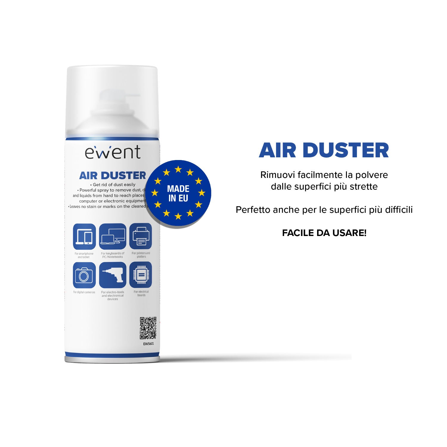 Ewent EW5601 kit de limpieza para computadora Lugares difíciles de alcanzar  Limpiador de aire comprimido para limpieza de