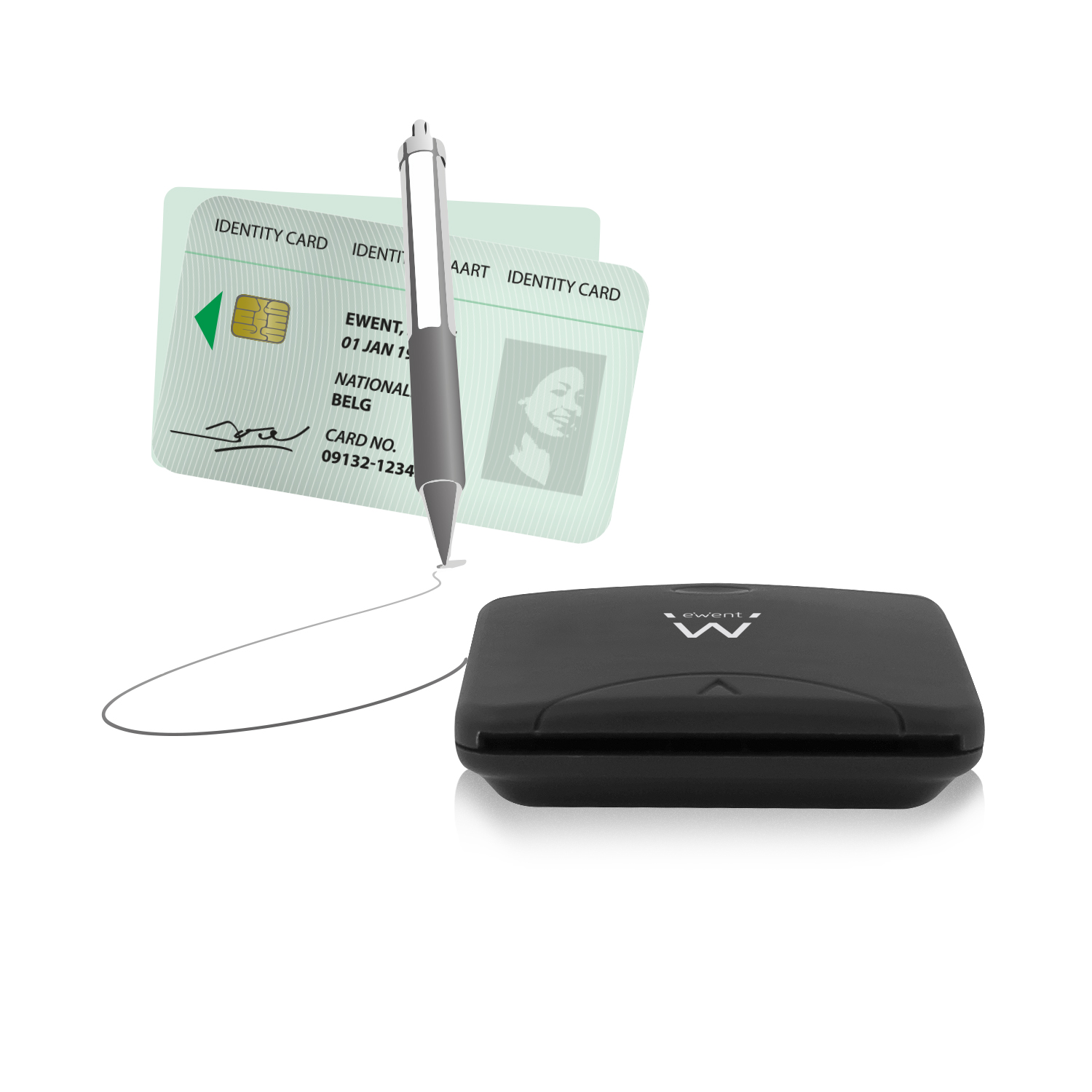 Lettore/Scrittore di Smart Card USB Compatto Nero