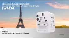 Embedded thumbnail for Universal travel adapter with EU/USA/UK/AUS plugs and 2 USB ports and 3 Type-C  